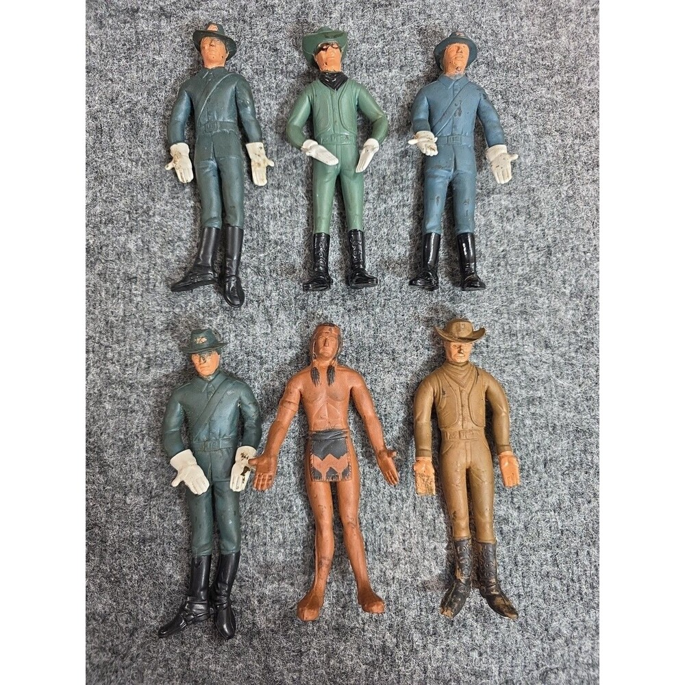 Vintage 1966 American Heroes Lakeside Rubber American Indian and Calvary Figures